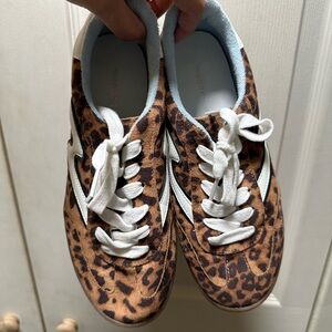 Madden Girl Leopard Print Sneakers - Brown and White